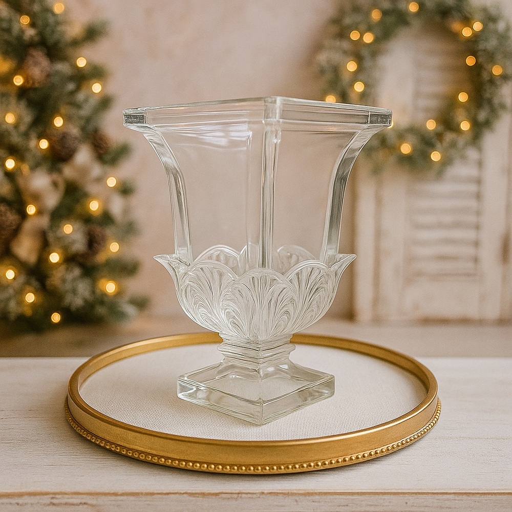 Crystal Vase Shannon Crystal Designs of Ireland Square Lead Pedestal Elegant 7”